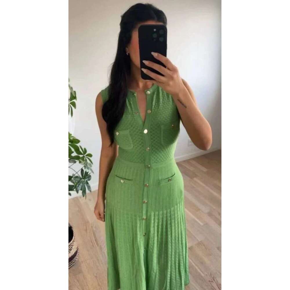 Woman 2024 New Black Dress Single-Breasted Sleeveless Slim Knit Evening Birthday Party Elegant Maxi Dresses