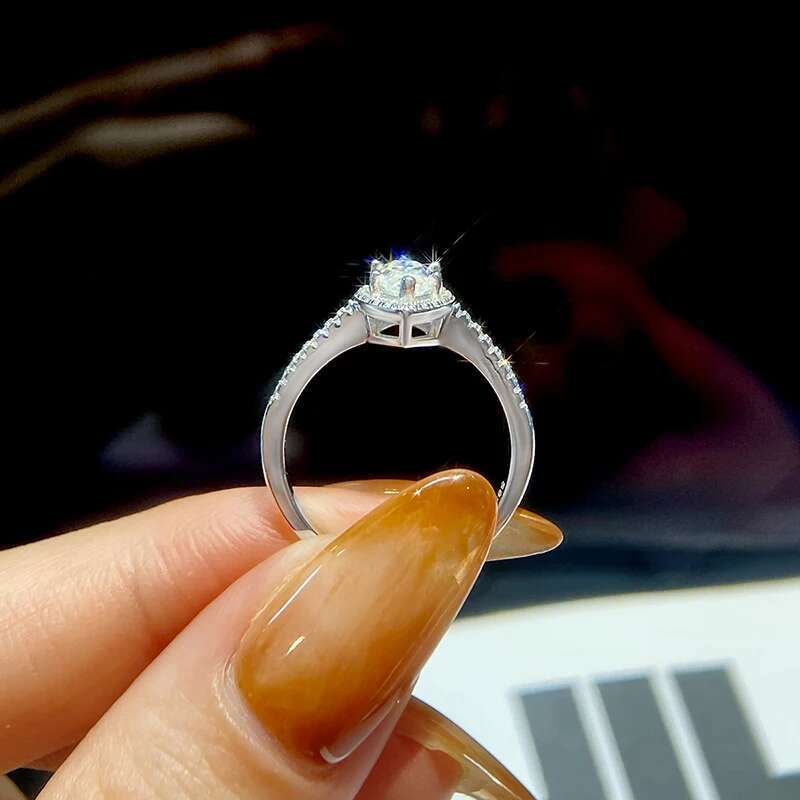 KNB Delicate 1CT Marquise Cut Certified Moissanite Diamond Wedding Rings For Women Gift Real 925 Sterling Silver Fine Jewelry