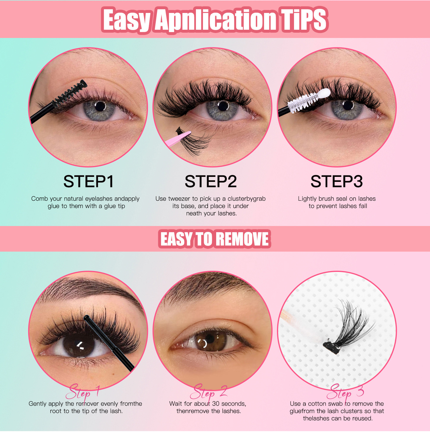 DIY Lash Clusters Kit Mixed Length Volume Eyelash Cluster Set Soft Fluffy Long Lasting Lashes with Glue Tweezer for Beginners Easy At Home Application