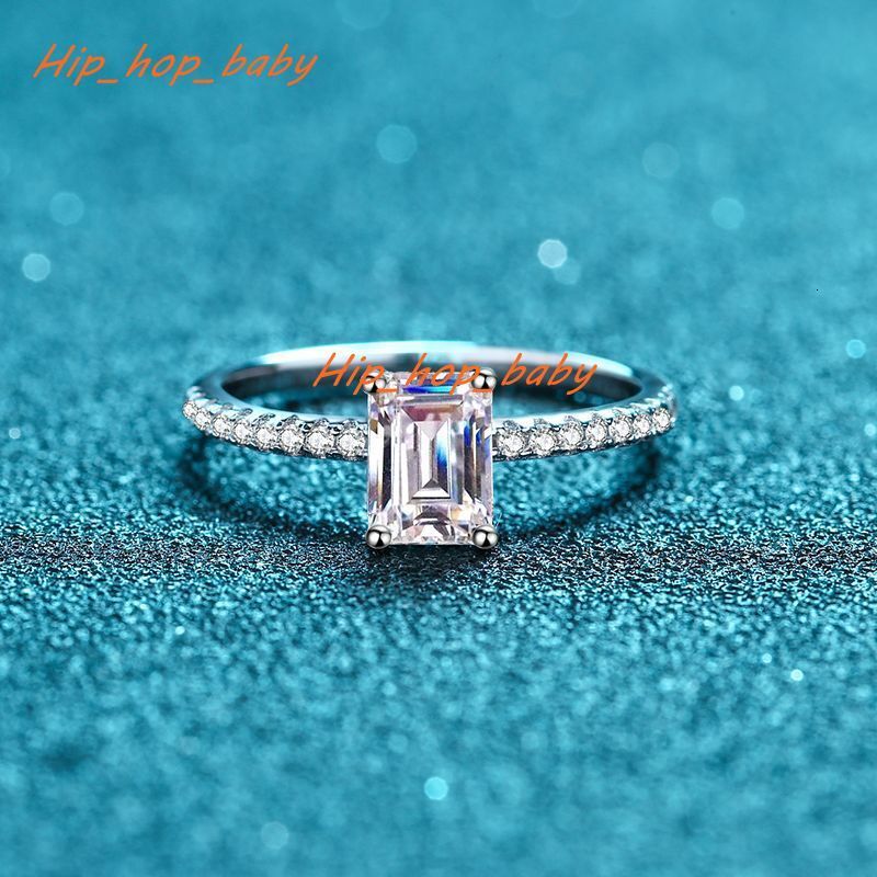 Silver 925 Original Emerald Radiant Cut 1 Ct Diamond Test Past Rectangle D Color Moissanite Engagement Ring Gemstone Jewelry
