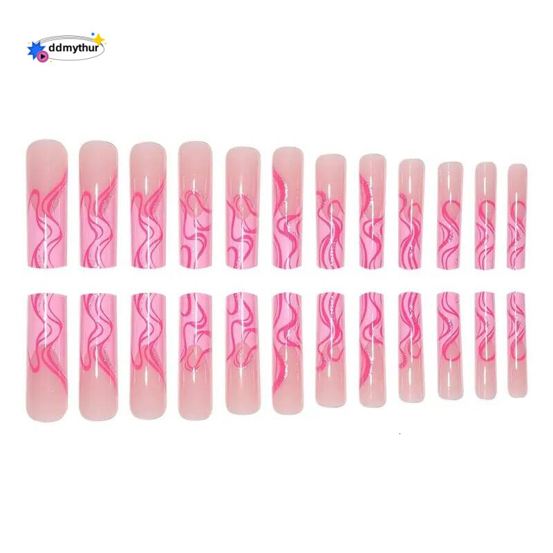 24 Pieces Exta-long Coffin Type Pink French style ddmythur