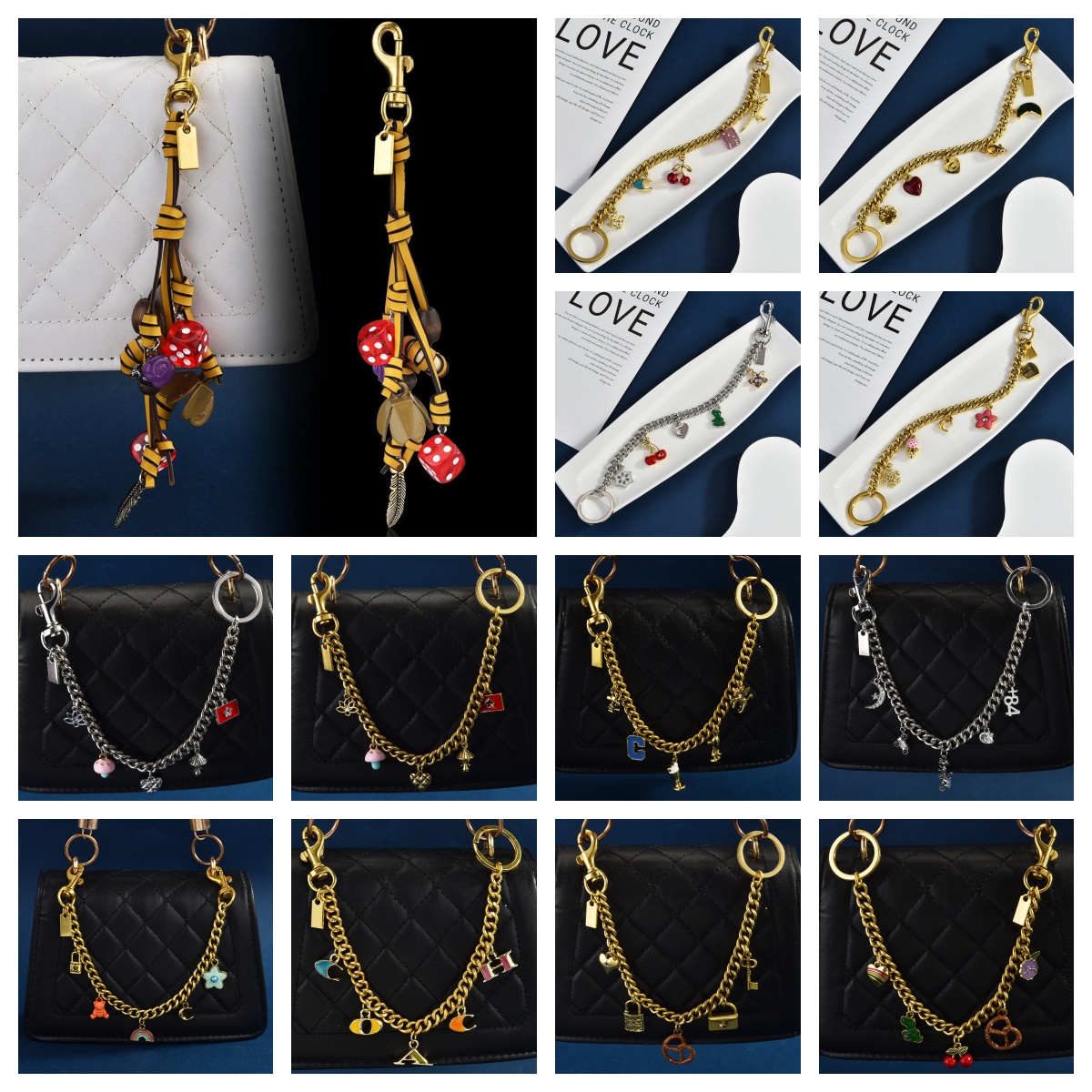Newest Charm Men Women Letter Designer Keychain Cherry Keychain Bag Charm Decoration Accessory Key Rings Cherry Resin Lanyards