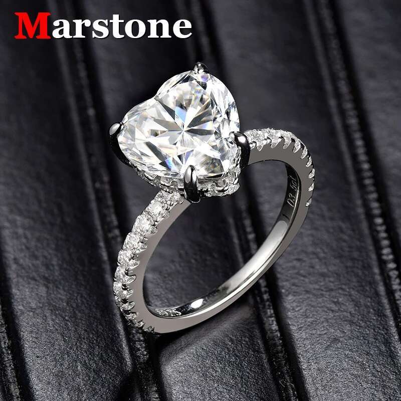3.5CT Full Moissanite Diamond D Color VVS Ladys Heart Ring S925 Sliver Plated 18K Gold Fine Jewerly Wedding Rings for Women