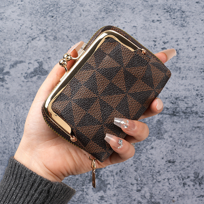 2025 New Diamond Bag Women's Printed Short Clip Coin Purse Joker Female Student Coin Purse