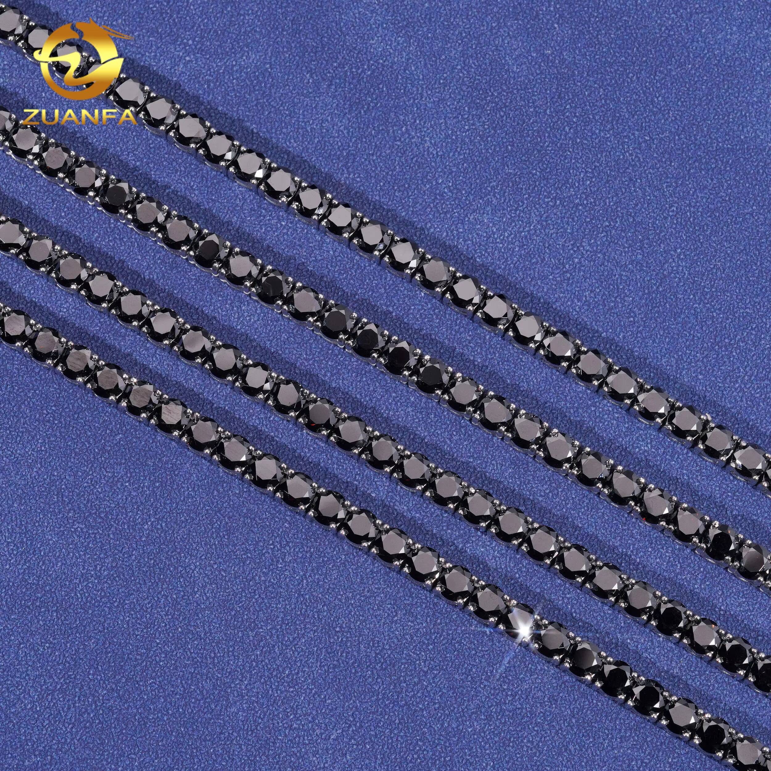 Wholesale Fast Shipping 316L Stainless Steel Tennis Chain Iced Out Jewelry Hip Hop Black Moissanite Diamond Tennis Necklace