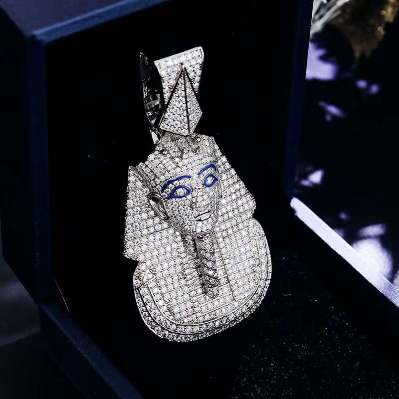 Custom Mummy Mask Pendant 925 Sterling Silver 10k14k18k Gold HipHop Moissanite Pendant Egyptian Pharaoh Iced Out Jewellery