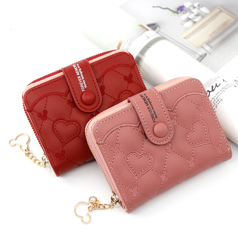 Designer Wallet New Women S Fashion Short Zipper Buckle Handbag Zero Wallet Love Card Bag Straight Luxury Wallet Key Pouch