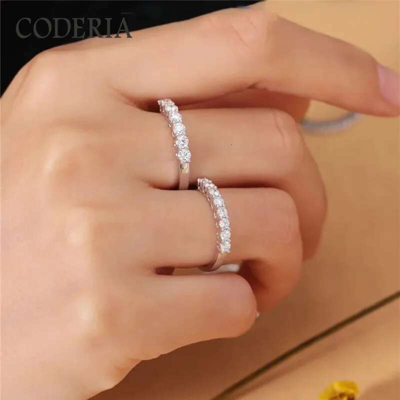 Pass Diamond Test 0.7ct Moissanite Ring 14K White Gold Can Overlap Women Girls Diamond Ring Sterling Silver Fine Jewelry