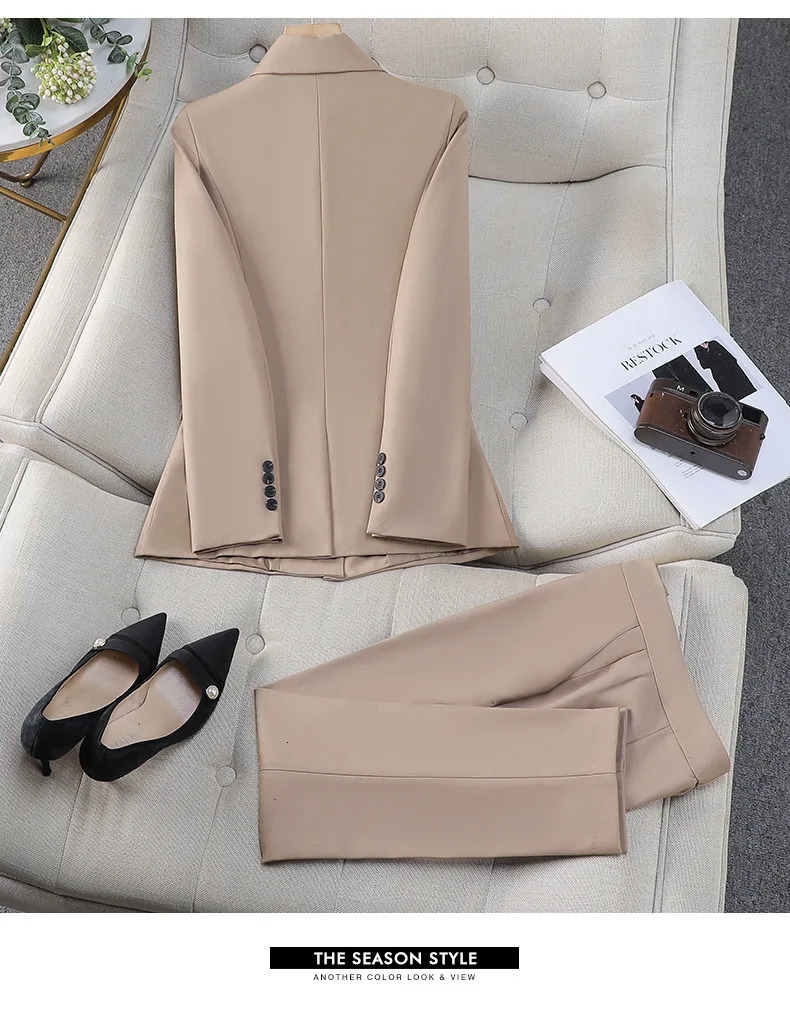Pink womens suit jacket casual office pants set single chest 2piece graduation wedding dress 250530