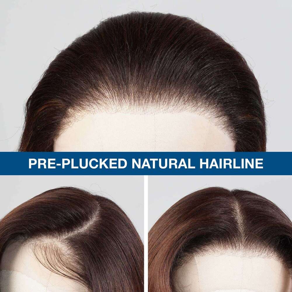 GLAM21USA HD Lace Front Straight Curly 13X6 Glueless Invisible Transparent Frontal Wig Long Human Hair Blend PrePlucked Hairline Swiss-Lace Synthetic 