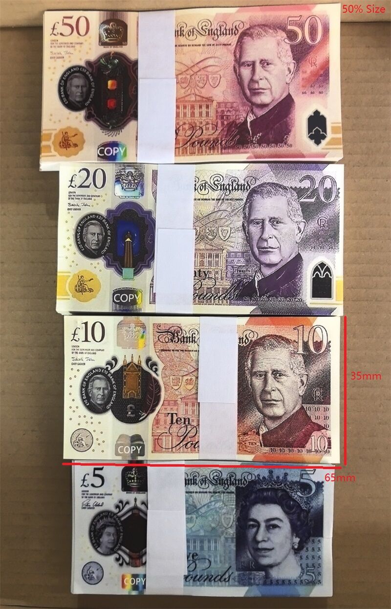 Realistic Money Best 3A Prop Money Uk Pounds Gbp British 10 20 50 Commemorative Fake Money Notes Toy Prop Money For Kids Christmas Gifts Or Video Film 73*33mm 50%