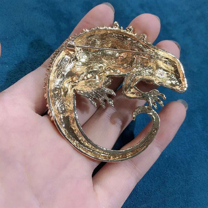 Ladies Novelty Animal Rhinestone Large Brooch Lizard Jacket Pin Vintage Accessories Chameleon Corsage
