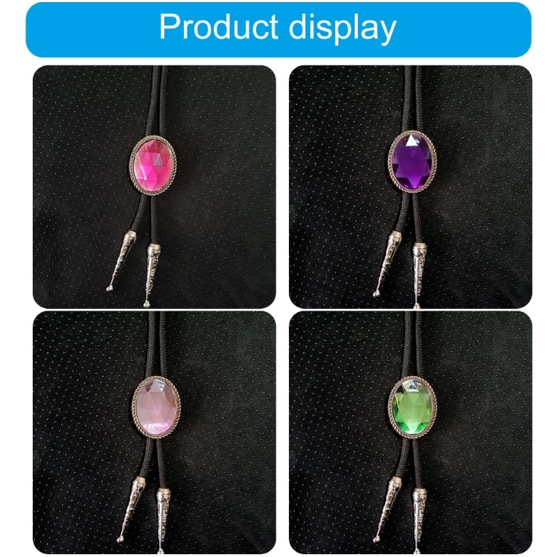 Delicate Diamond Stone Bolo Tie Cowboy Punk Necktie Western Bolo Tie Engraving Charm Bolo Tie Cowboy for Shirt Jeans 250430