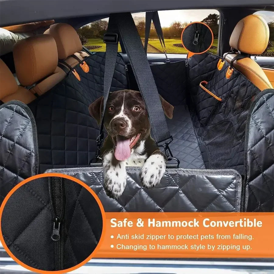 100% waterproof dog car seat cover for rear seats with visual mesh window and side zipper car seat protection 250427