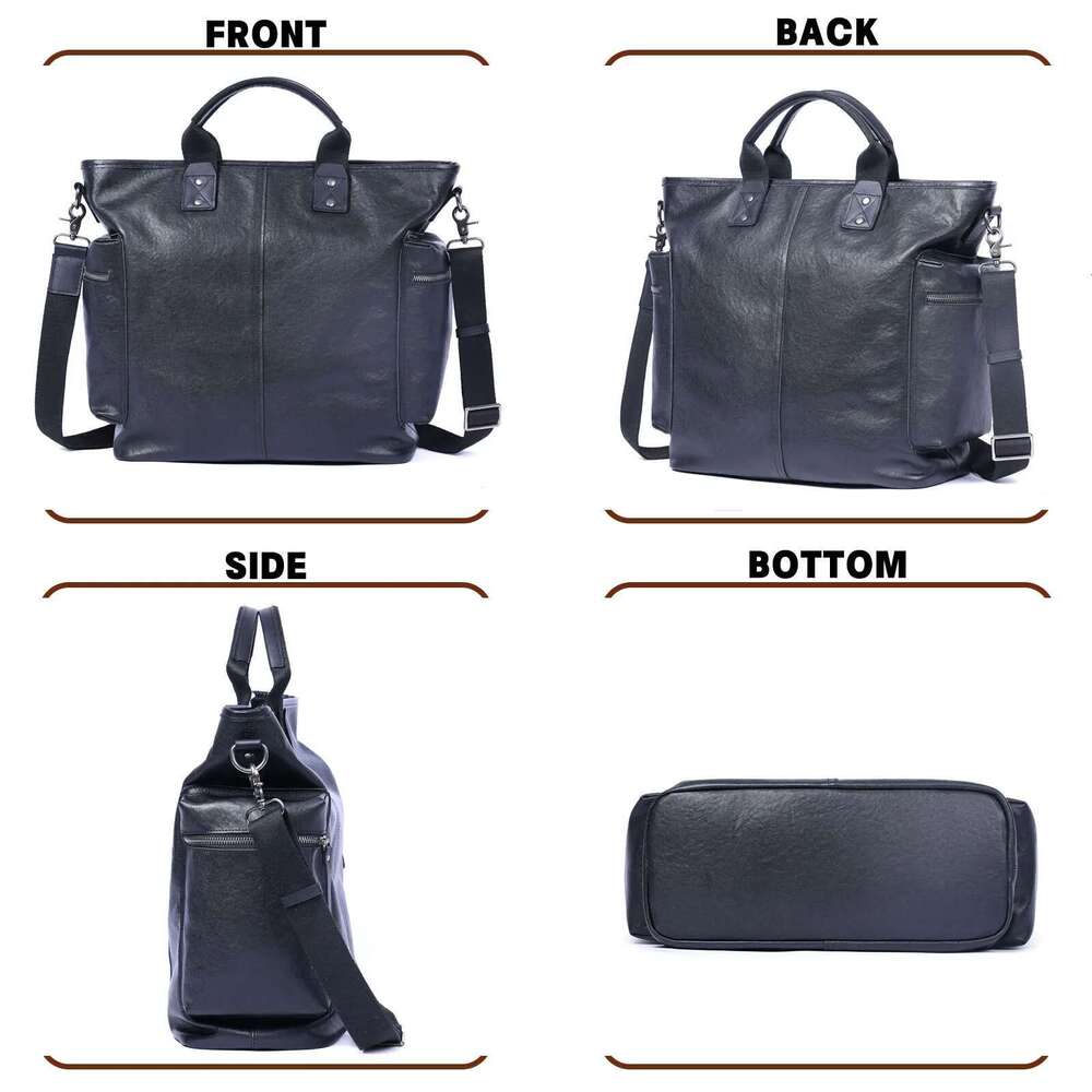 Genuine Men's Brifecase 15 Inch Laptop Bags Simple Cowhide HandBag Vegetable-tanned Leather Fashion Casual Style