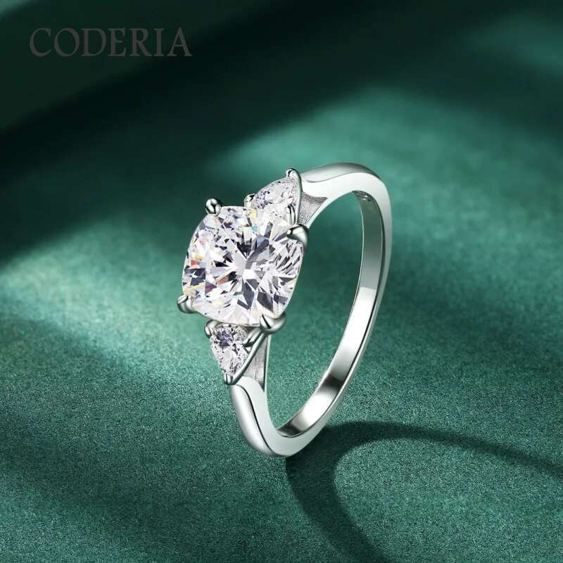 Fat Square Cut 2.5CT 8*8mm Moissanite Wedding Rings for Women 925 Sterling Silver Diamond Ring Engagement Band Jewelry
