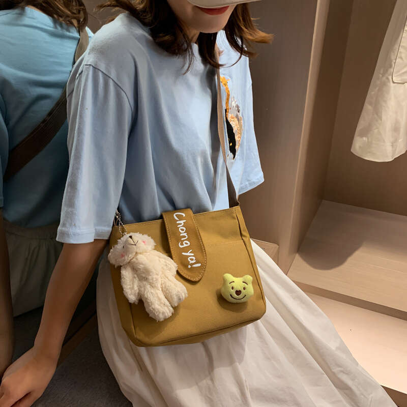 Summer canvas ins super popular women's fashion student backpack Korean version cute single shoulder diagonal cross small square bag