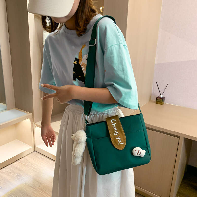 Summer canvas ins super popular women's fashion student backpack Korean version cute single shoulder diagonal cross small square bag