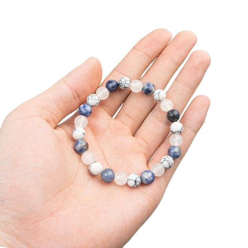 Temu Xiyin TK Blue Dot Stone White Marble Turquoise Bracelet Bohemian Style