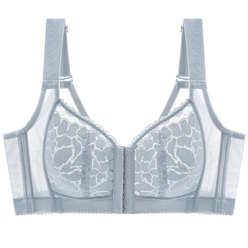 Womens plus size lace underwear lightweight front buckle n adjustable lifting and anti sagging bra without steel ring 250430