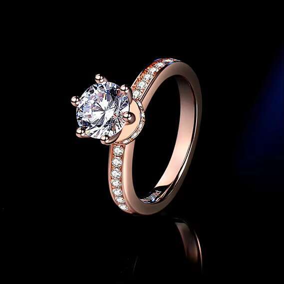 Custom Solitaire Rings Rose Gold Plated Prong Setting Crown Shaped Finger Rings 925 Sterling Silver Moissanite Wedding Rings