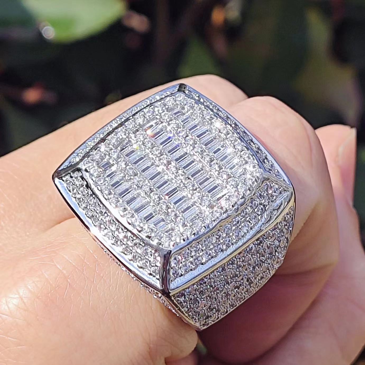 Mens Jewelry: Custom Moissanite Statement for Men & Women, Iced Out Hip Hop Fashion Rings
