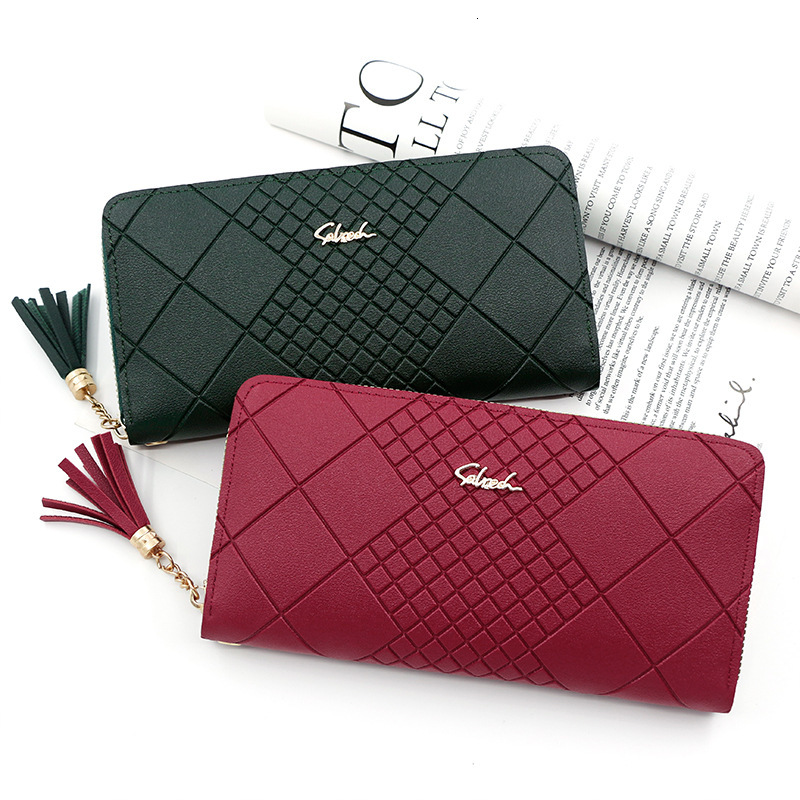 Designer Wallet Korean Version Wallet With Mobile Phone Bag Wallet Simple Embossed Design Women S Long Tassel Zipper Handbag Luxury Wallet Key Pouch