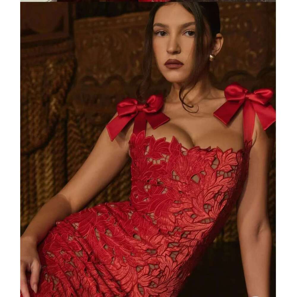 2025 Spring Summer Fashion Women Bows Lace Sexy Maxi Dress For Backless Bodycon Birthday Club Party Sleeveless Long Dresses
