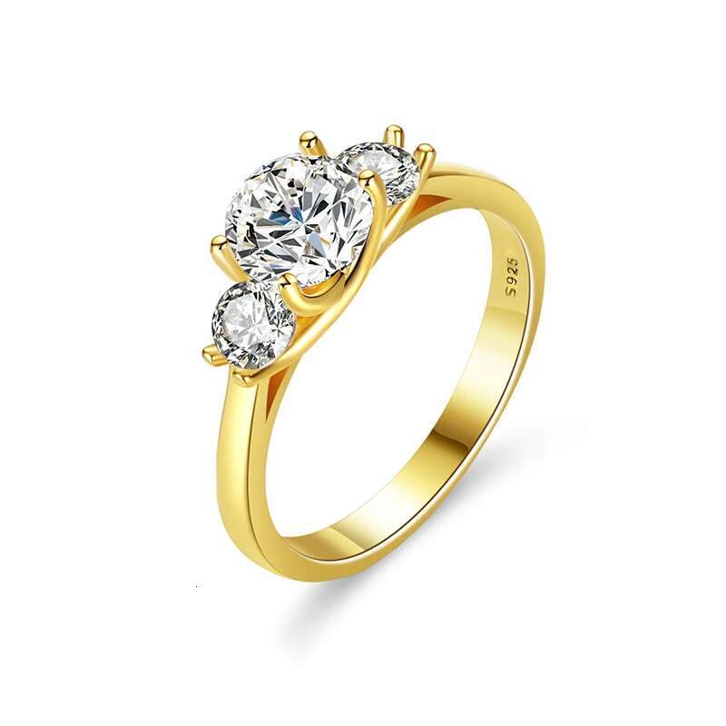 KNB 1CT Brilliant Certified Round Moissanite Diamond Wedding Rings For Women Real 925 Sterling Silver Gold Color Fine Jewelry