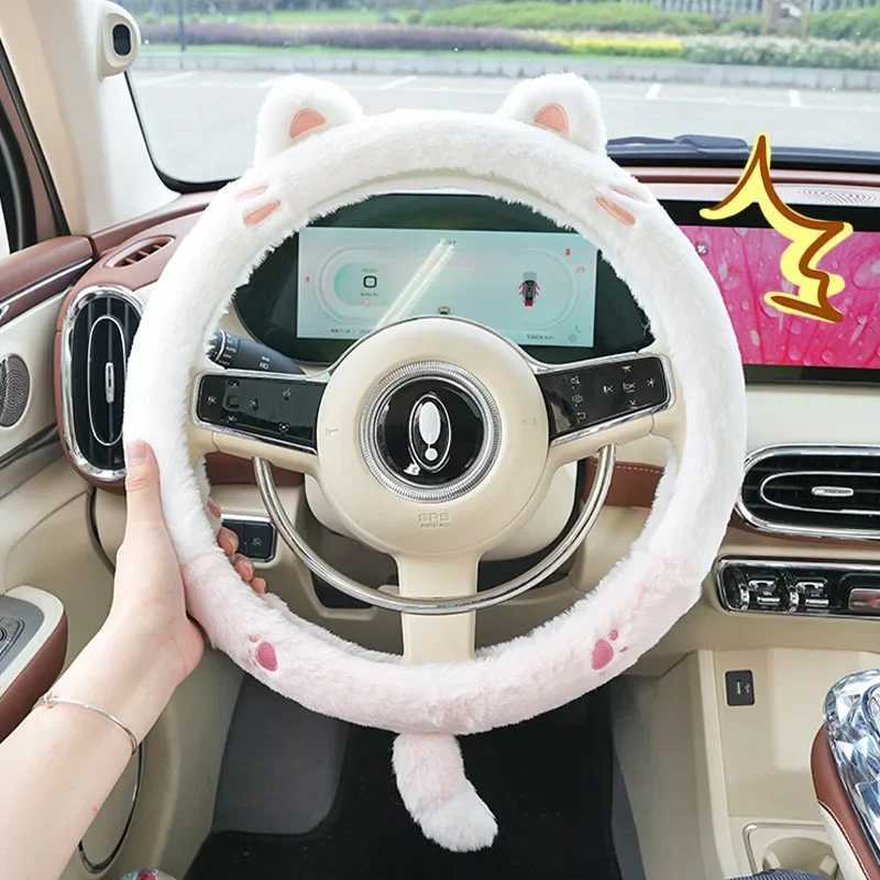 Winter Cartoon Car Steering Wheel Cover Anti slip Car Handle Set Cute Car Supplier Female H25430