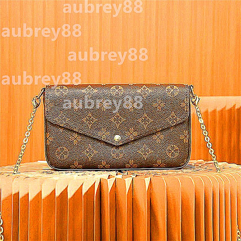 Designer bag Wallets Classic Felicie Pochette Chains Shoulder Bags Retail Leather Lady Clutch Crossbody Handbags Women Portable Flap M44813 luxury bags lady 10A