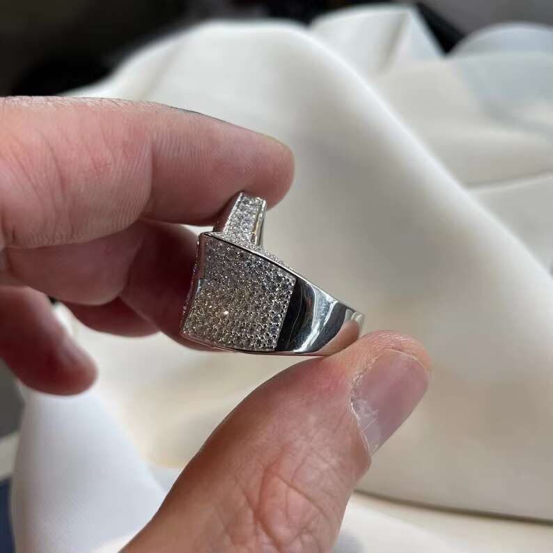 Hiphop 925 Silver Moissanite Star Ring Brilliant Round Cut Moissanite Diamond Moissanite Ring