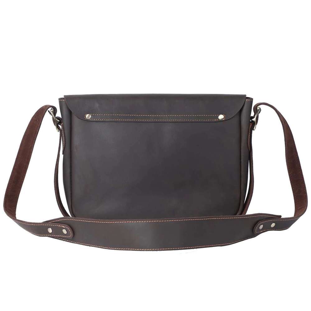 Vintage Genuine Men's 11" Messenger Crossbody Bags Crazy Horse Cowhide Shoulder Bag Top Layer Leather Fashion Casual