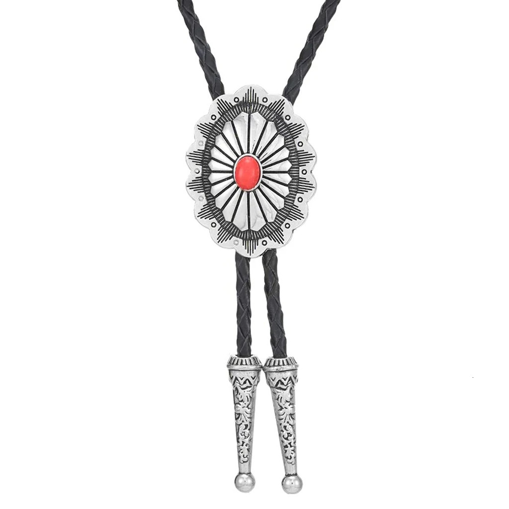 Celtic turquoise bolo leather rope tie fashion pure western cowboy style bolo tie collar rope 250430