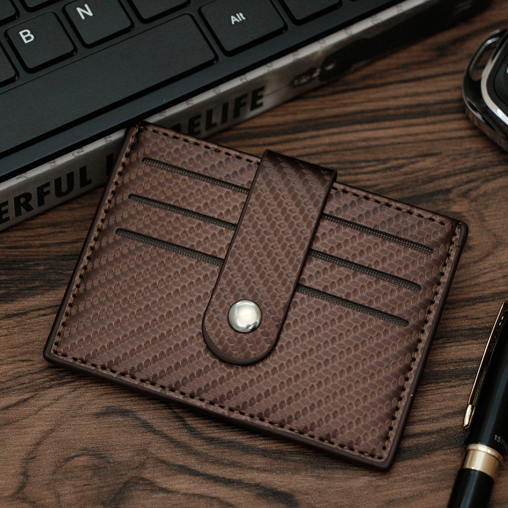 Designer Wallet Trendy Carbon Fiber Pattern Men S Buckle Thin Design Portable Small Bag Card Holder Coin Wallet Luxury Wallet Key Pouch
