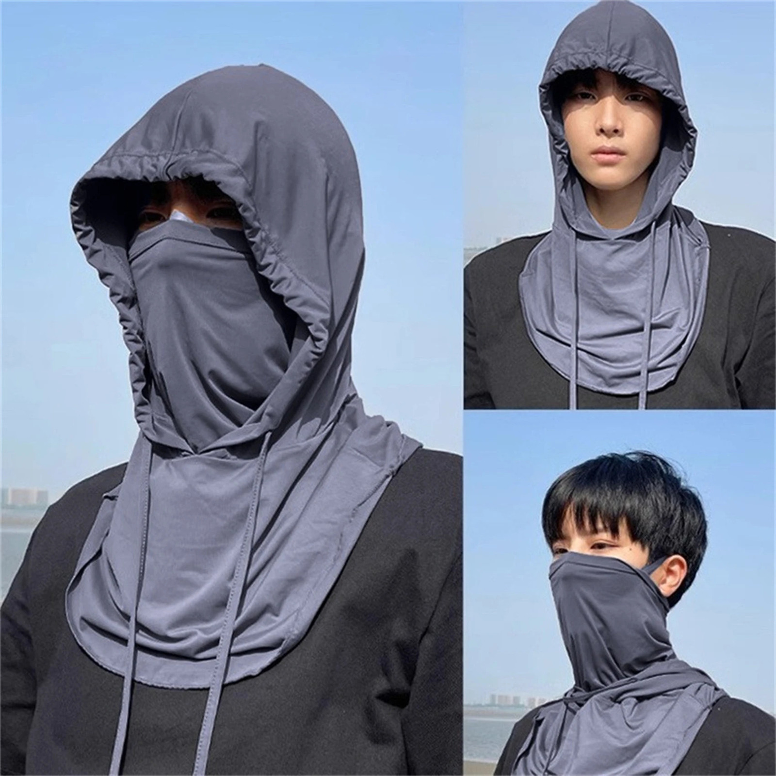 1Set Cooling Ice Silk Uv Protection Arm Sleeves And Face Cover Summer Breathable Sunscreen Cycling Driving Long Gloves Mask 250430