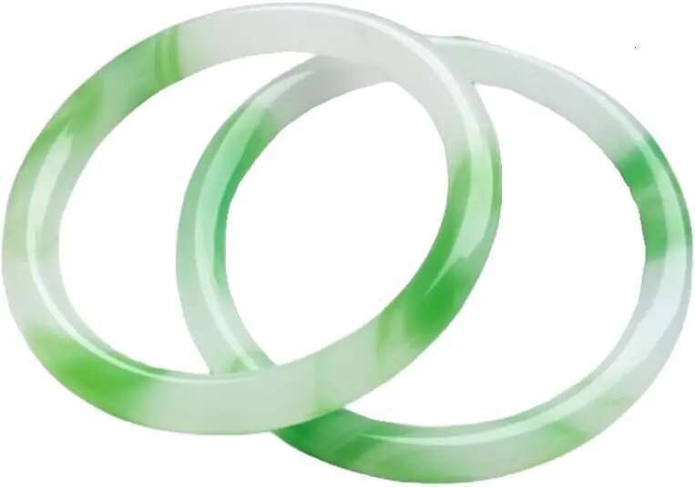 Natural Bracelet For Women,Genuine Ice Species Hotan White Floating, Green Chalcedony Agate Jade Bangle