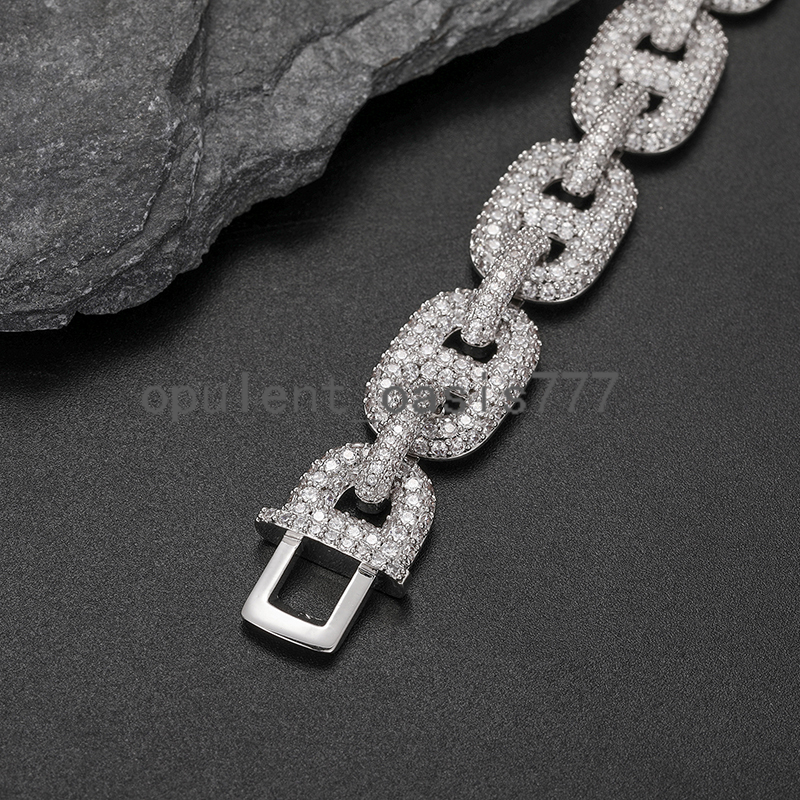 Factory Price Punk Style Mens Jewelry Luxury Anklet 14mm Full Pave moissanite Stone Iced Out Cuban Link Chain Bracelet