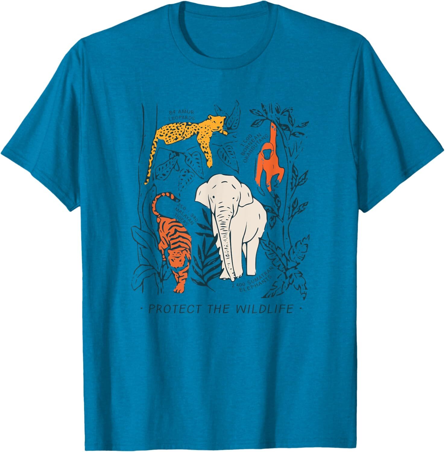 T shirt for Mens Protect The Wildlife Botanical Chart Shirt Endangered Animal Graphic Tee Casual Tops Clothes Short sleeve