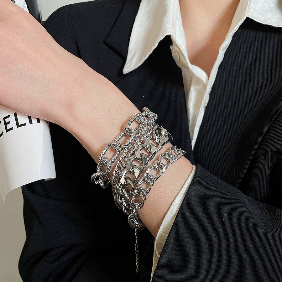 European and American Cross-Border Metal Chain Set Simple Fashion Personality Trendy Versatile Bracelet 2025 New Style Jewelry - view 3