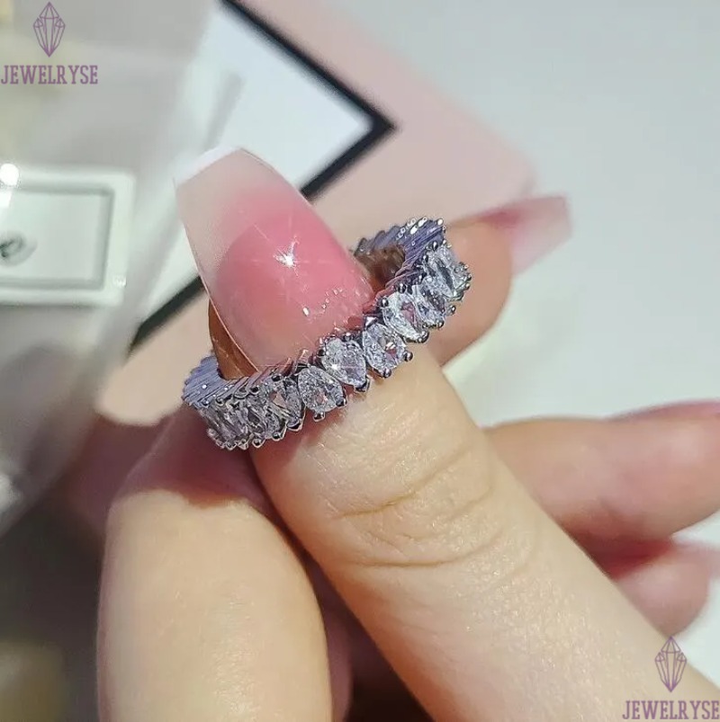 Choucong Brand Wedding Rings Simple Fashion Jewelry 925 Sterling Silver Water Drop 5A Cubic Zircon CZ Diamond Gemstones Promise Women Engagement Band 