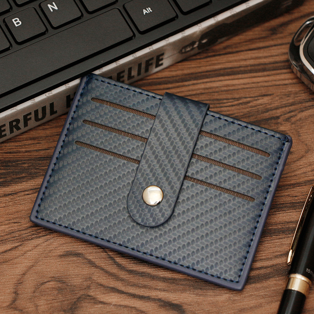 Designer Wallet Trendy Carbon Fiber Pattern Men S Buckle Thin Design Portable Small Bag Card Holder Coin Wallet Luxury Wallet Key Pouch