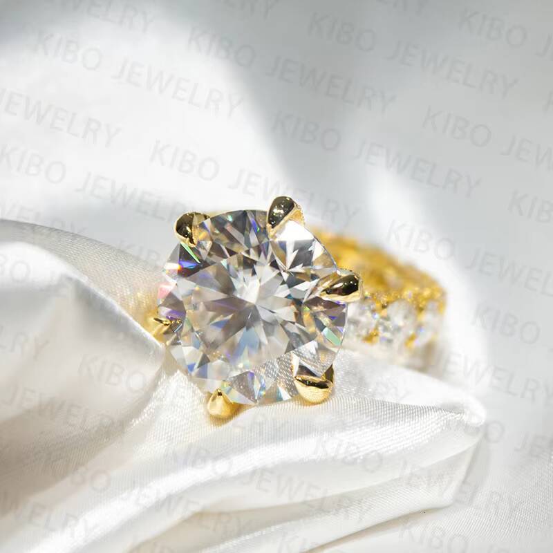 Gold Plated 925 Silver Fine Jewelry Rings VVS Moissanite Diamond Engagement Rings for Women Wedding Ring