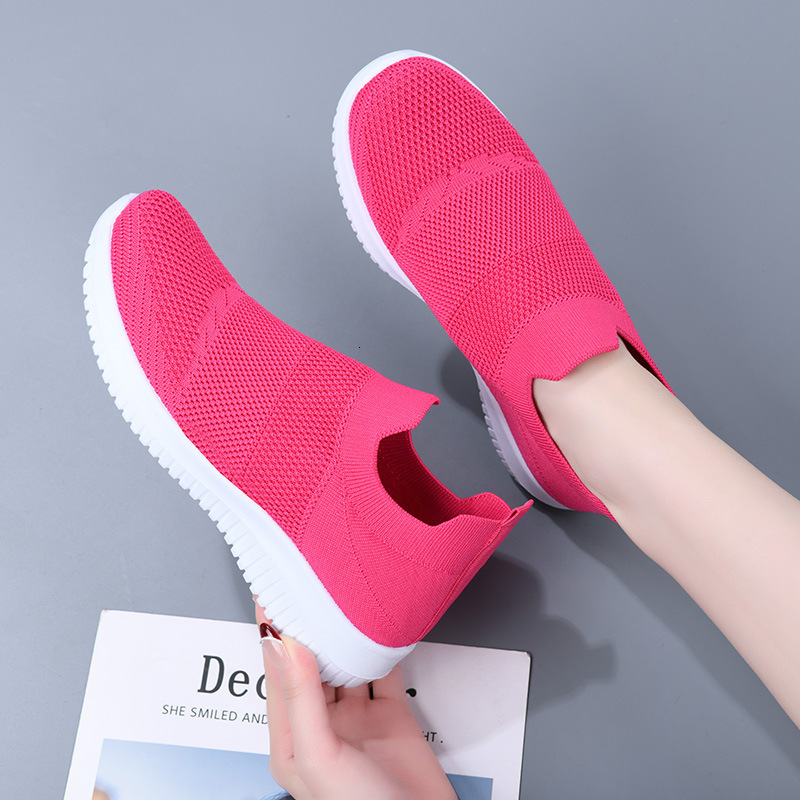 One Step Women S Mom S Summer Flying Weave Breathable Single Lightweight Soft Sole Elderly Mesh Sports Shoes Ddmysaturn