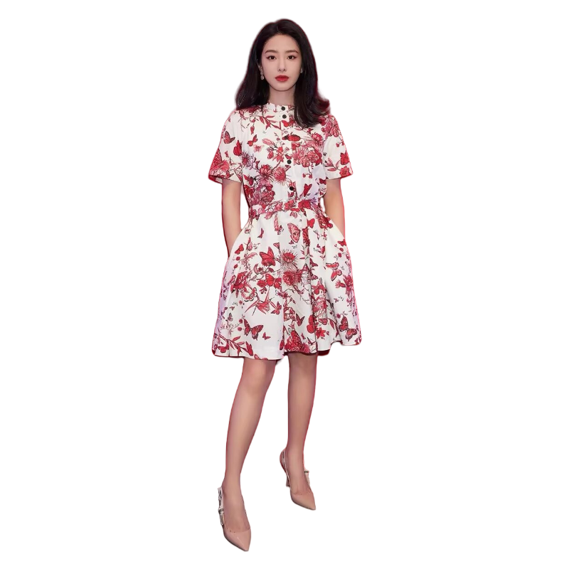 Di0r 2025 Butterfly print dress Fashion Week Show Customized Fashion Tailored clothing womens Fashion Paris.M331