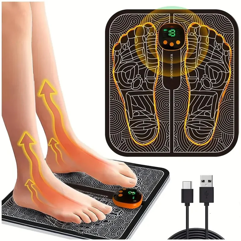 EMS Foot Massage Pad Portable Sole Massager 8 Modes 19 Levels Smart Foot Massaging Cushion Multifunctional for Home and Travel 250424