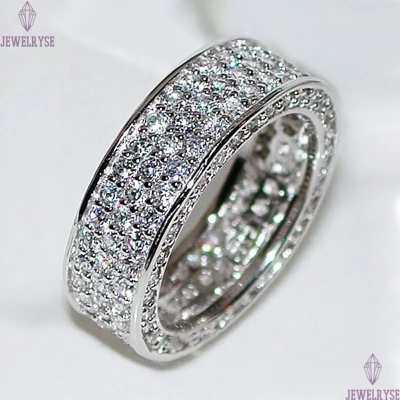 2023 Top Sell Wedding Rings Luxury Jewelry 925 Sterling Silver Fill Full Pave White 5A Cubic Zircon CZ Diamond Handmade Party Women Engagement Band Ri