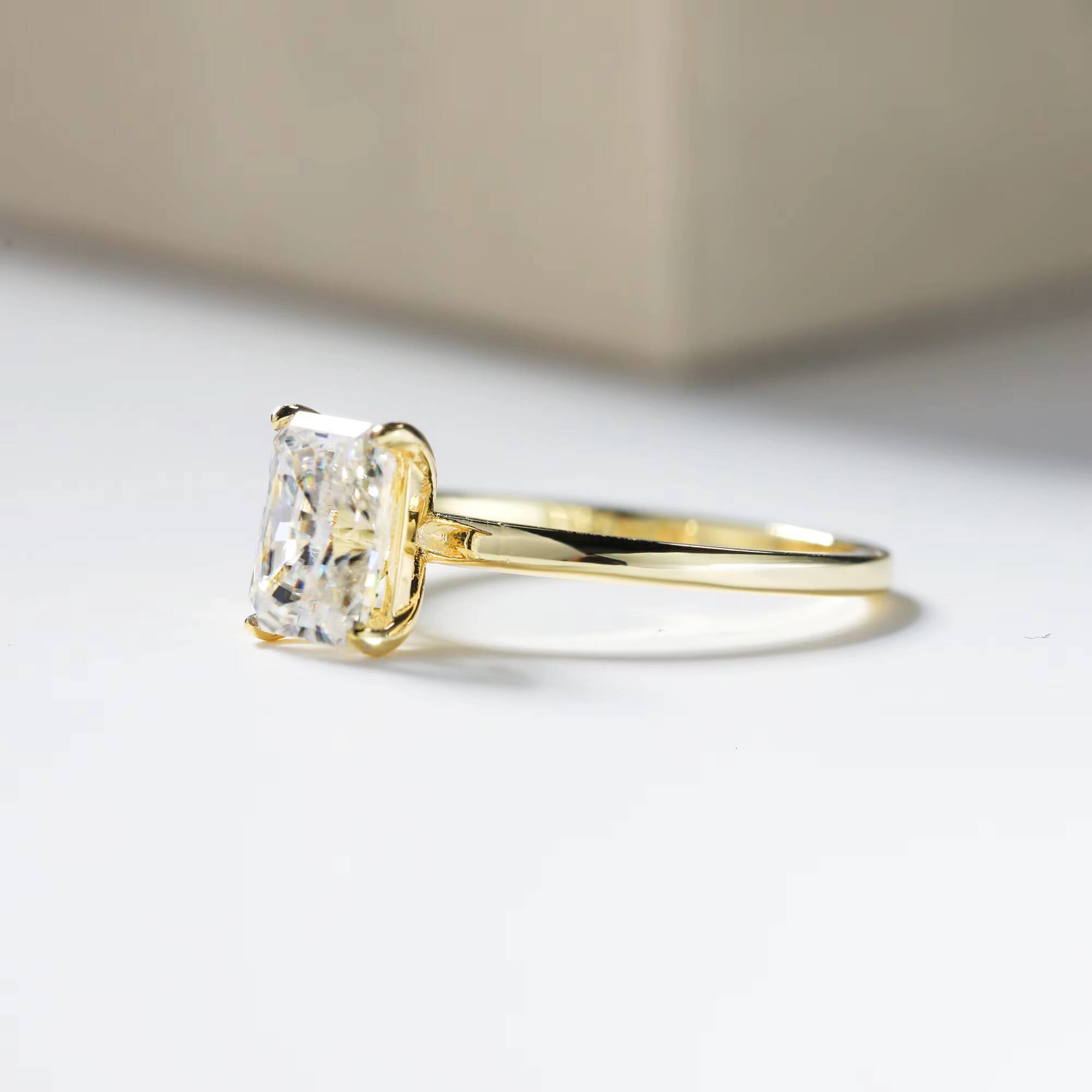 Fine Jewelry 925 Sterling Sliver 1-3CT Emerald Cut Prong Setting Solitaire Diamond Engagement Ring Wedding Rings