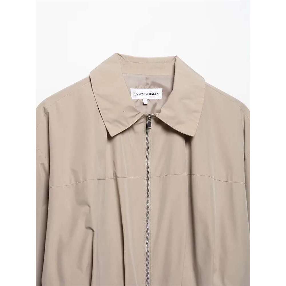 Women Summer Loose Jackets Coats 2025 Casual Solid Zipper Pleated Female Elegant Street Short Jacket Outerwear