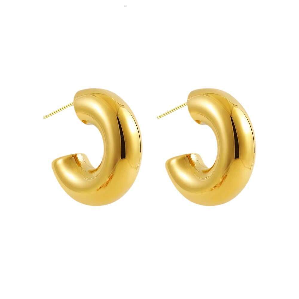 Copper gold-plated fashionable hot selling metal wind fat C earrings niche versatile high-end ear accessories for women